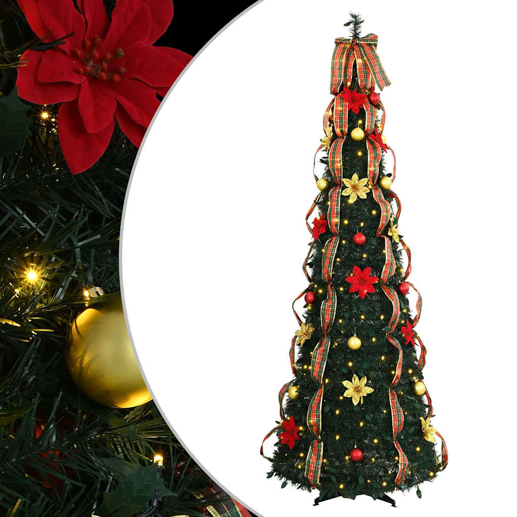 vidaXL Artificial Christmas Tree with 150 LEDs Green 185 cm PVC 2