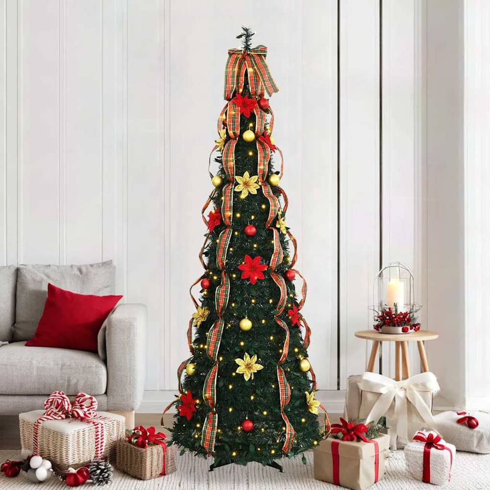 Artificial Christmas Tree with 50 LEDs Green PVC 215 cm