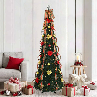 Artificial Christmas Tree with 50 LEDs Green PVC 215 cm