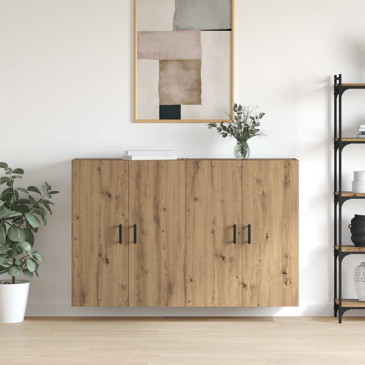 Wall Mounted Cabinets 2 pcs 69.5x34x90 cm Round Black Artisan oak