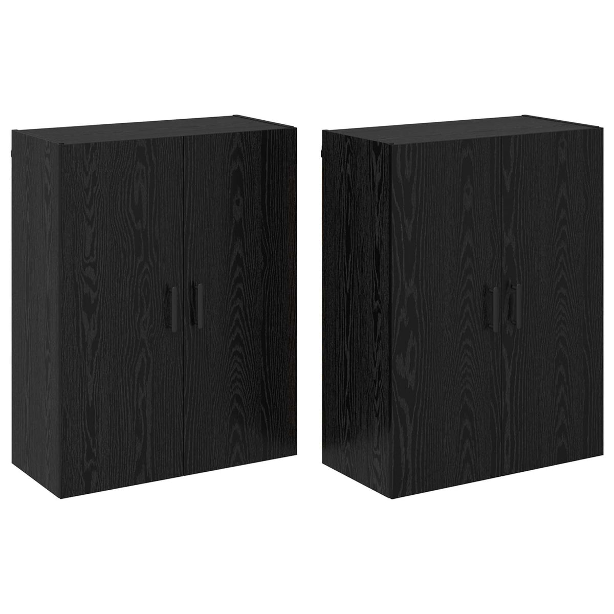 Wall Mounted Cabinets 2 pcs 69.5x34x90 cm Round Black Black oak