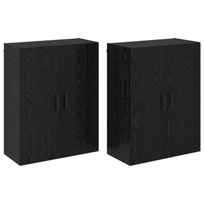 Wall Mounted Cabinets 2 pcs 69.5x34x90 cm Round Black Black oak