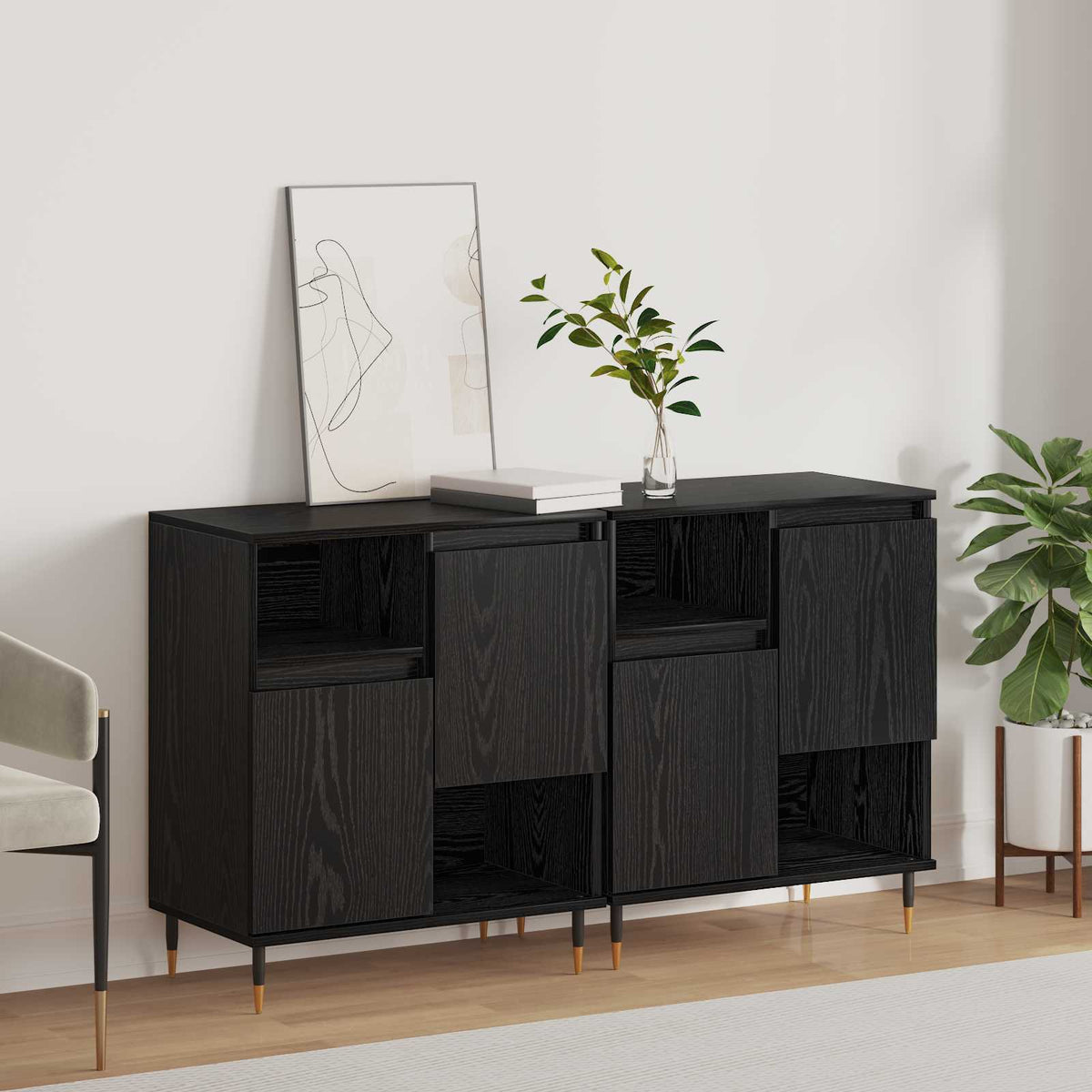 Sideboards Engineered Wood 2 pcs Black oak