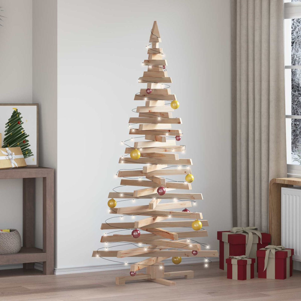 vidaXL Wooden Christmas Tree KOTKA Solid Pine Wood Natural