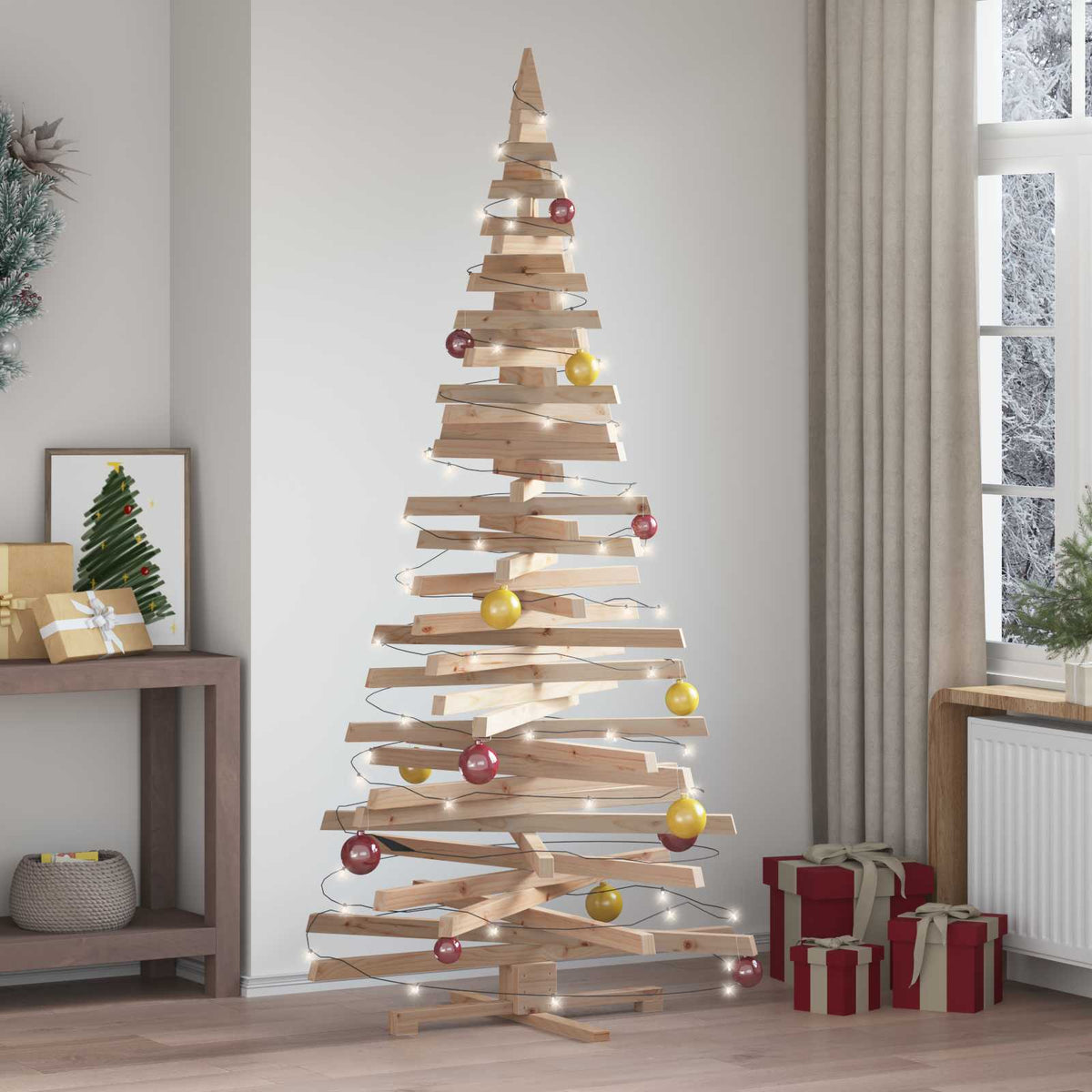 vidaXL Wooden Christmas Tree KOTKA Solid Pine Wood Natural