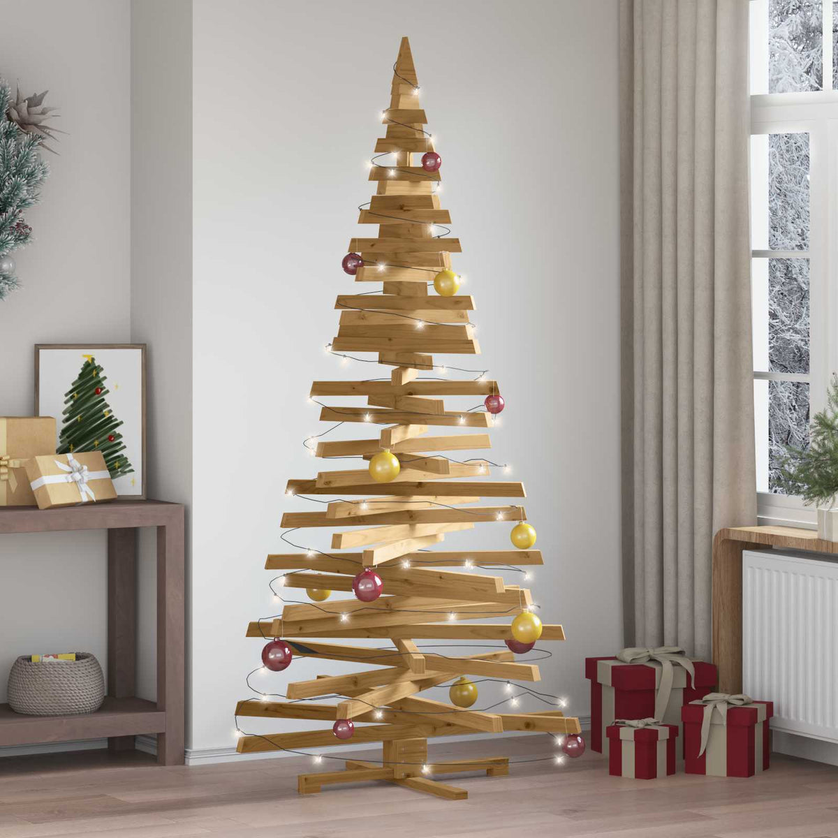 vidaXL Wooden Christmas Tree KOTKA Solid Pine Wood Natural