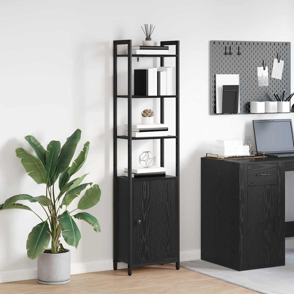 vidaXL Book Cabinet 6-Tier 40 x 24 x 161 cm Engineered Wood Black Oak 1