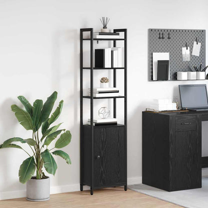 vidaXL Book Cabinet 6-Tier 40 x 24 x 161 cm Engineered Wood Black Oak 1