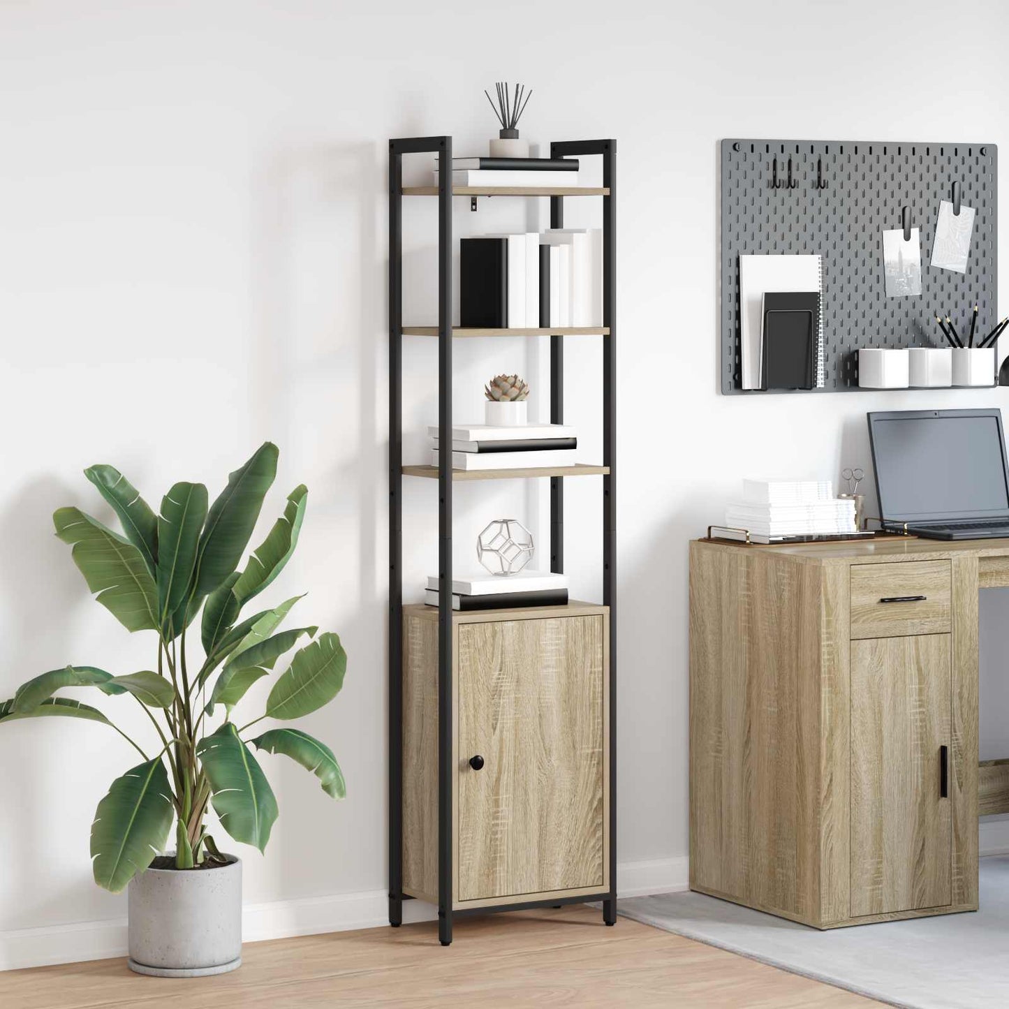 vidaXL Book Cabinet 6-Tier 40 x 24 x 161 cm Engineered Wood Sonoma Oak 1