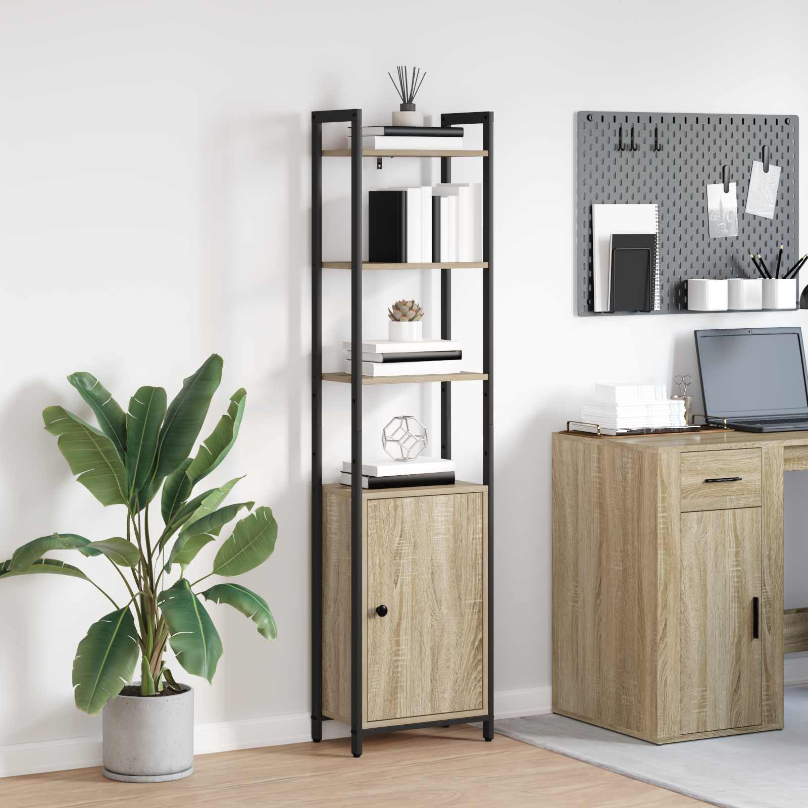 vidaXL Book Cabinet 6-Tier 40 x 24 x 161 cm Engineered Wood Sonoma Oak 1