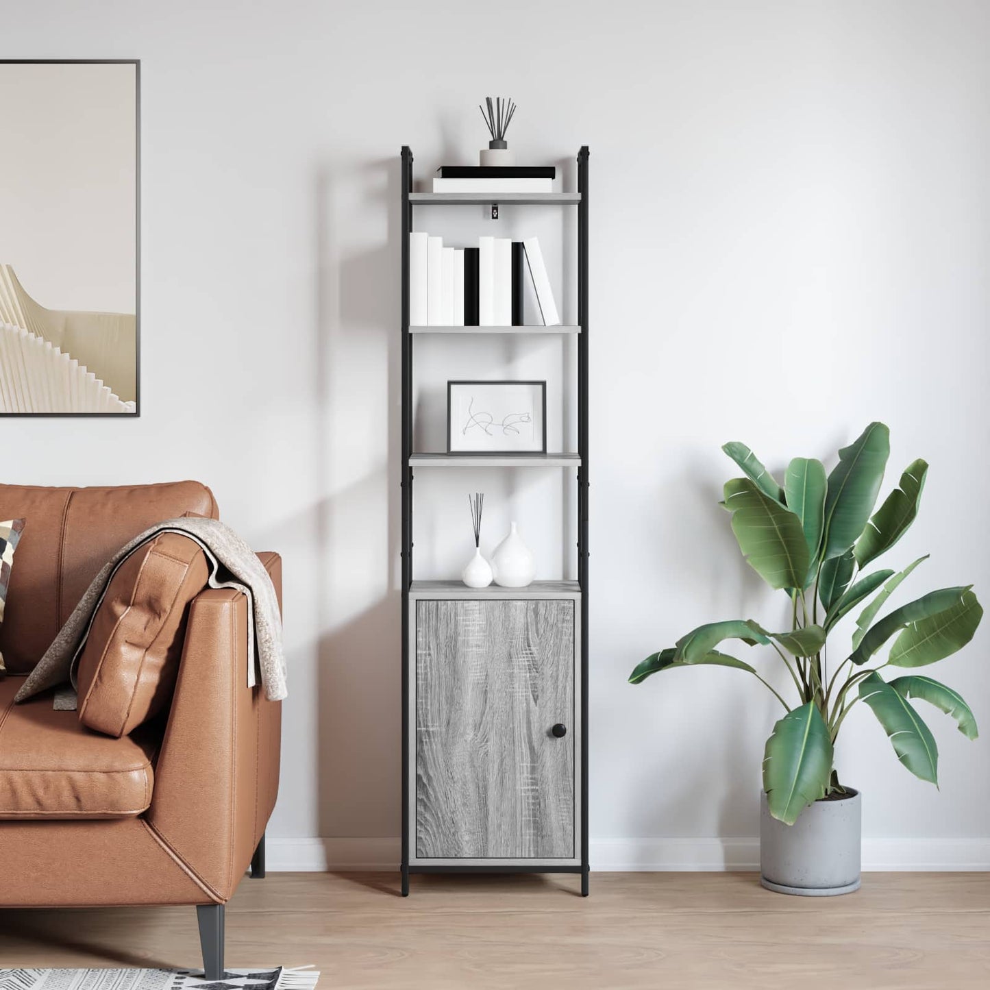 vidaXL Book Cabinet 6-Tier 40 x 24 x 161 cm Engineered Wood 4