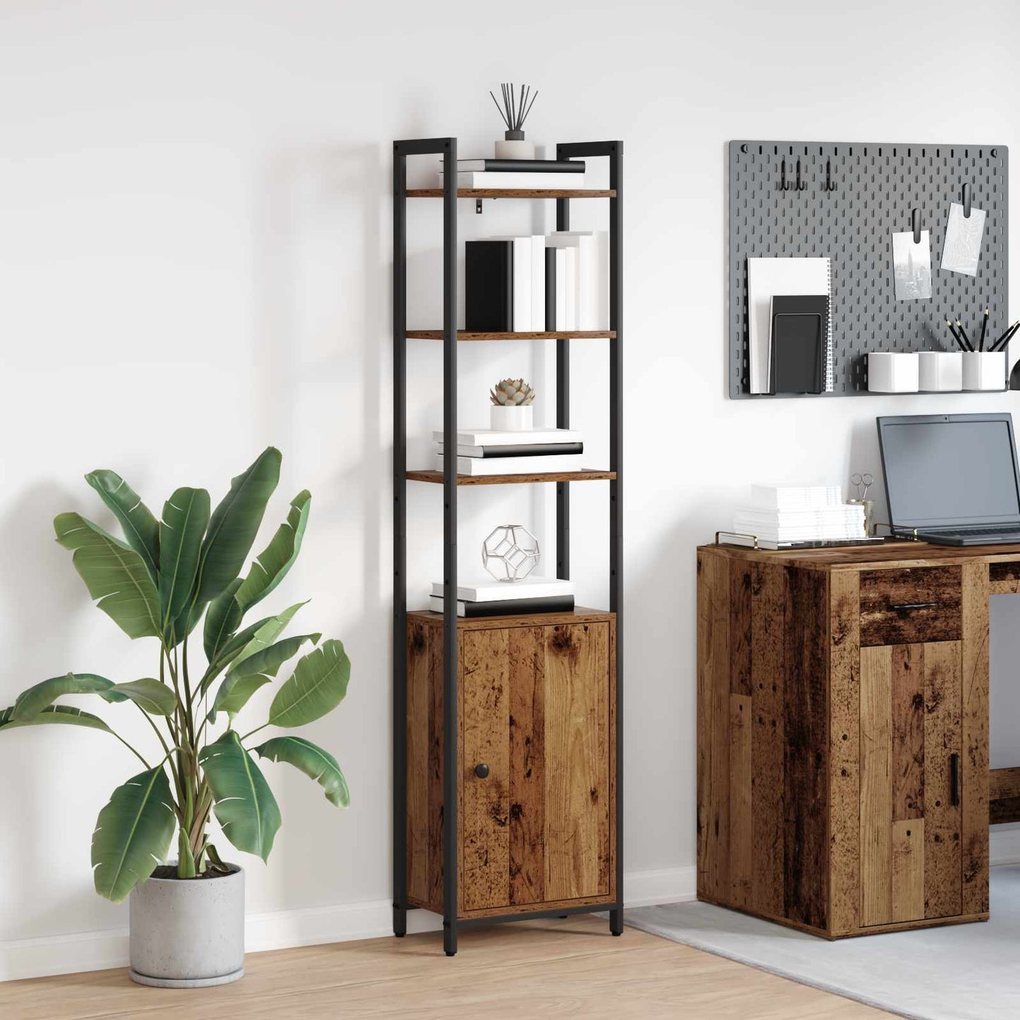 vidaXL Book Cabinet 6-Tier 40 x 24 x 161 cm Engineered Wood Old Wood 1