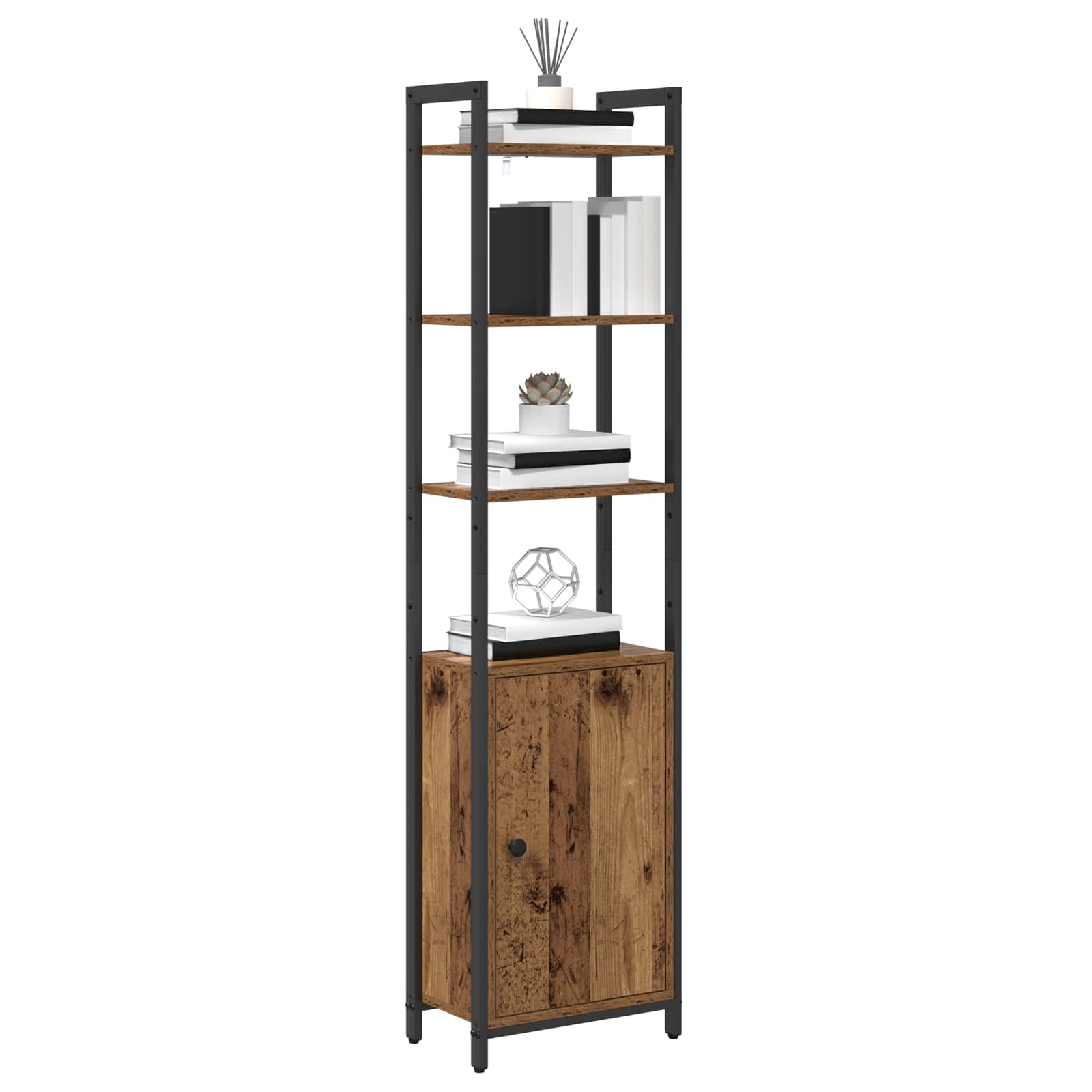 vidaXL Book Cabinet 6-Tier 40 x 24 x 161 cm Engineered Wood Old Wood 3