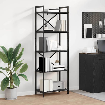vidaXL Bookshelf 5-Tier 56 x 34 x 171 cm Engineered Wood Black Oak 1