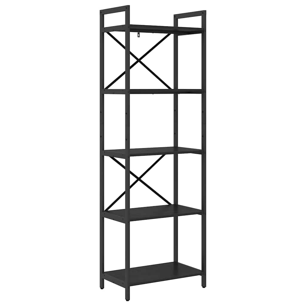 vidaXL Bookshelf 5-Tier 56 x 34 x 171 cm Engineered Wood Black Oak 2