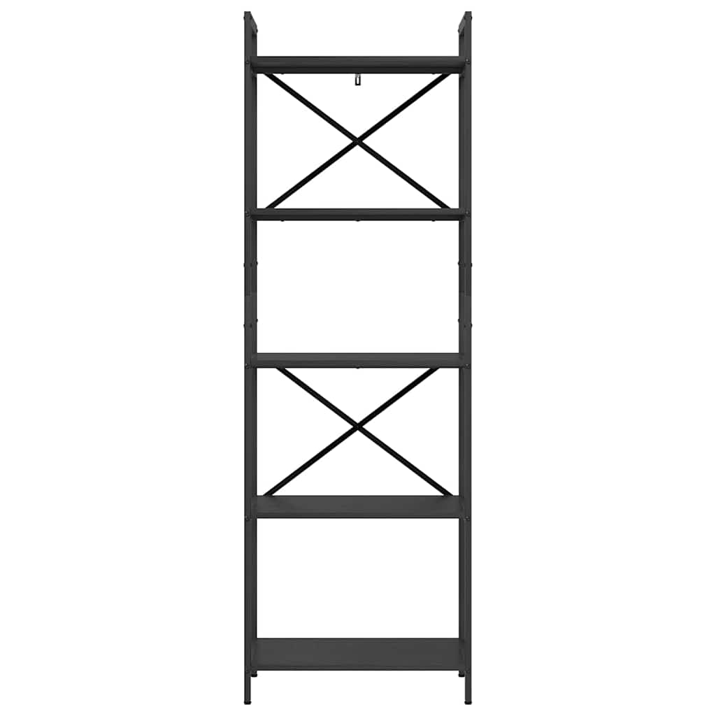 vidaXL Bookshelf 5-Tier 56 x 34 x 171 cm Engineered Wood Black Oak 5