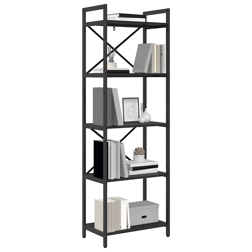 vidaXL Bookshelf 5-Tier 56 x 34 x 171 cm Engineered Wood Black Oak 3