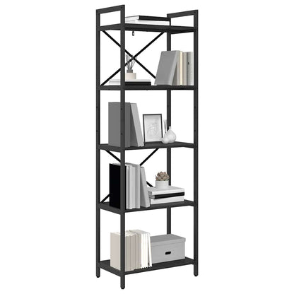 vidaXL Bookshelf 5-Tier 56 x 34 x 171 cm Engineered Wood Black Oak 3