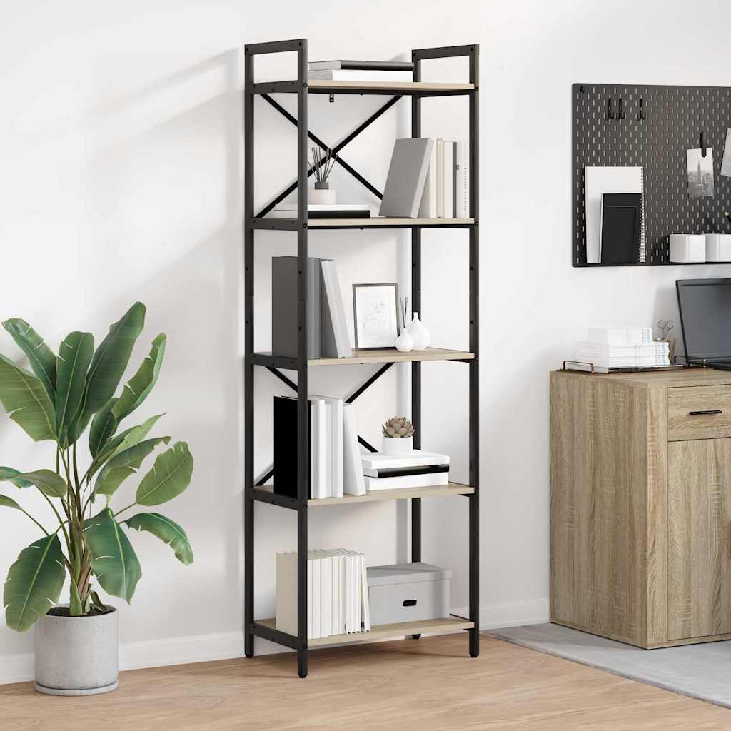vidaXL Bookshelf 5-Tier 56 x 34 x 171 cm Engineered Wood Sonoma Oak 1