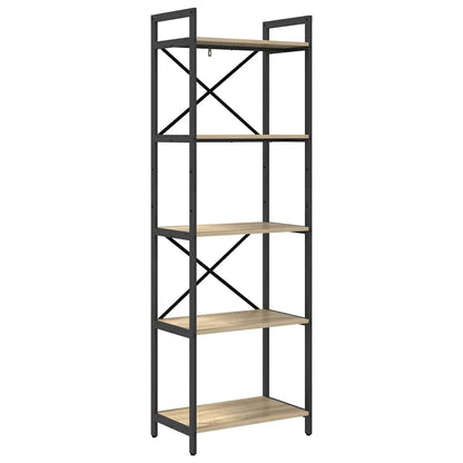 vidaXL Bookshelf 5-Tier 56 x 34 x 171 cm Engineered Wood Sonoma Oak 2