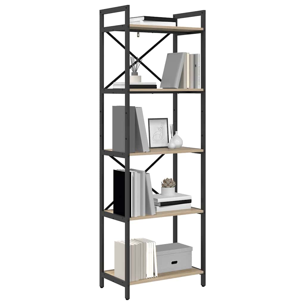 vidaXL Bookshelf 5-Tier 56 x 34 x 171 cm Engineered Wood Sonoma Oak 3