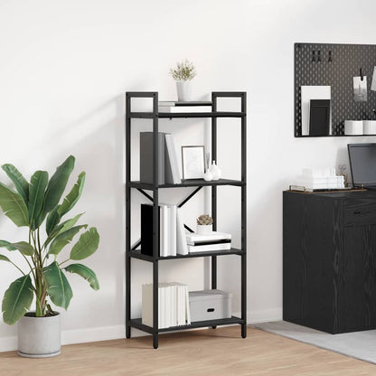 vidaXL Bookshelf 4-Tier 56 x 34 x 133.5 cm Engineered Wood Black Oak 1