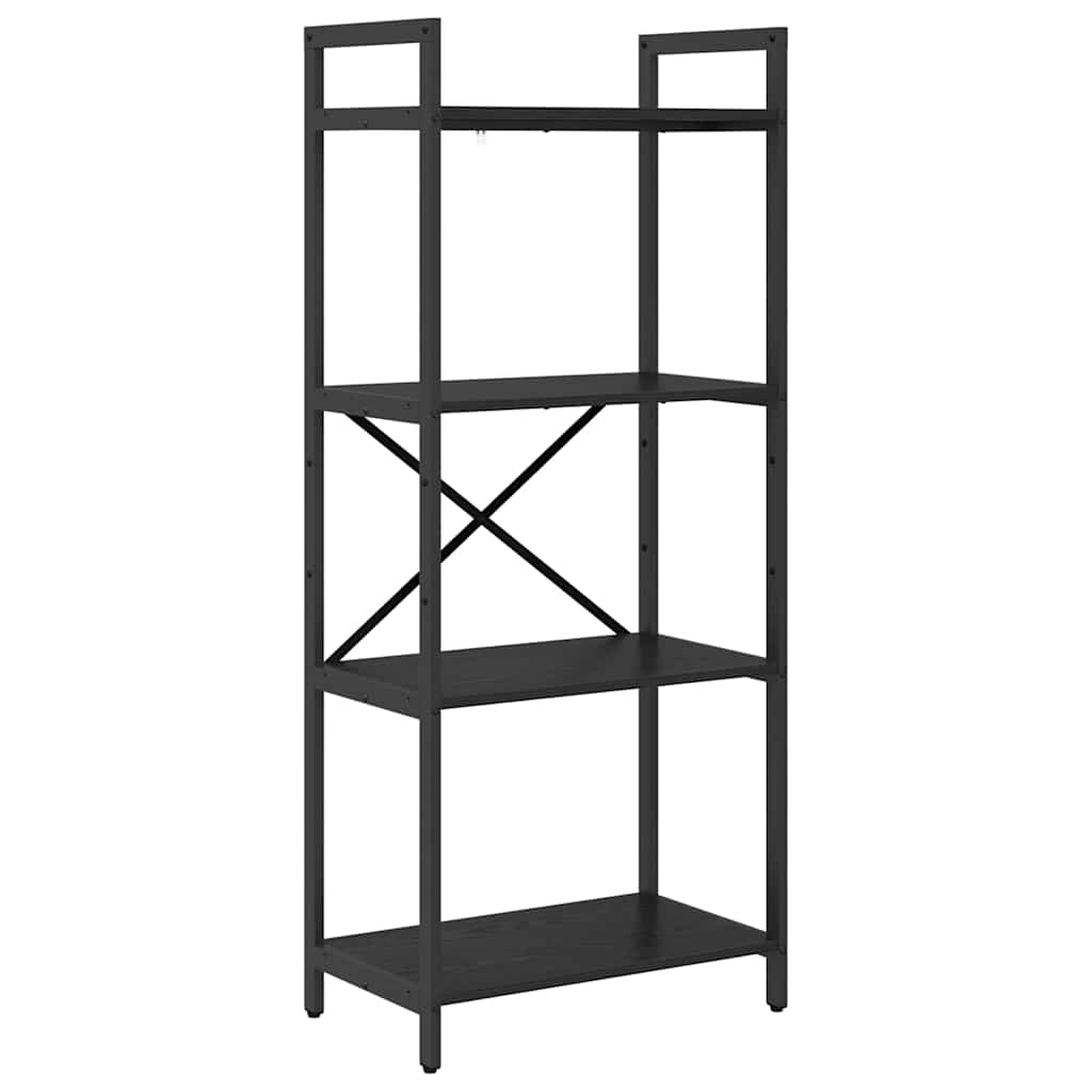 vidaXL Bookshelf 4-Tier 56 x 34 x 133.5 cm Engineered Wood Black Oak 2