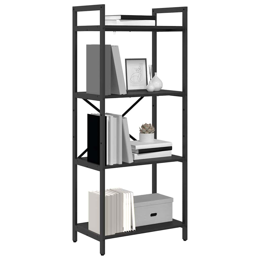 vidaXL Bookshelf 4-Tier 56 x 34 x 133.5 cm Engineered Wood Black Oak 3