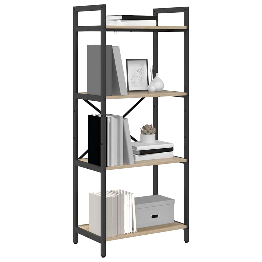 vidaXL Bookshelf 4-Tier 56 x 34 x 133.5 cm Engineered Wood Sonoma Oak 3