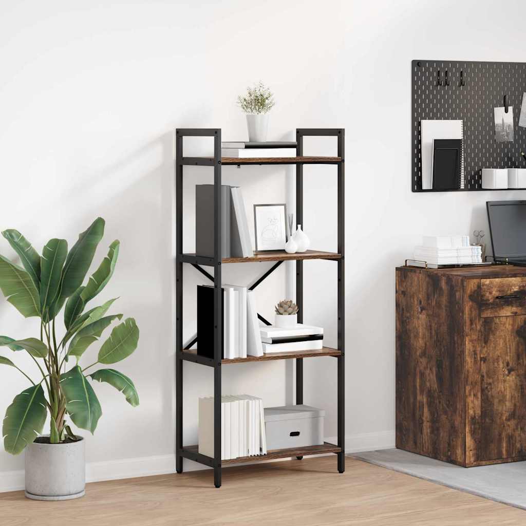 vidaXL Bookshelf 4-Tier 56 x 34 x 133.5 cm Engineered Wood Smoked Oak 1