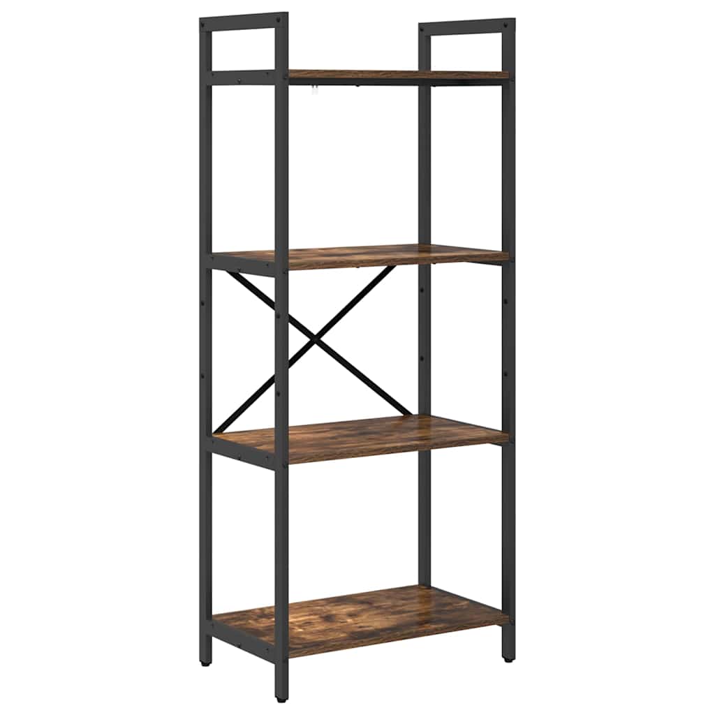 vidaXL Bookshelf 4-Tier 56 x 34 x 133.5 cm Engineered Wood Smoked Oak 2