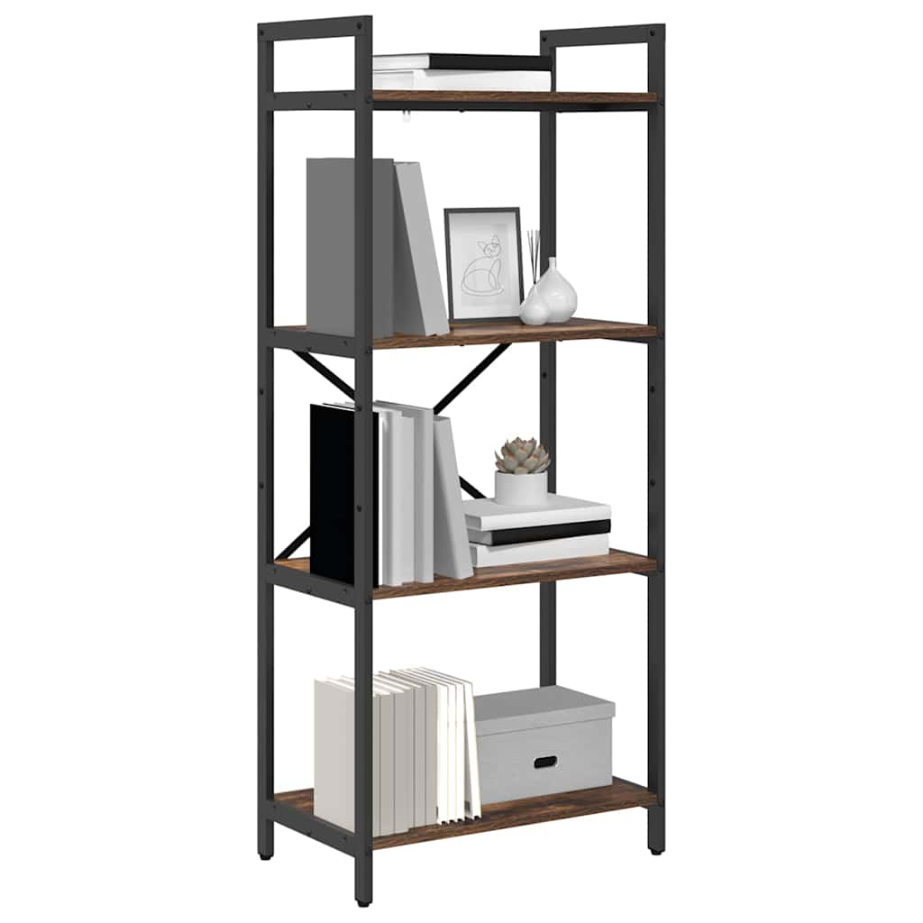 vidaXL Bookshelf 4-Tier 56 x 34 x 133.5 cm Engineered Wood Smoked Oak 3