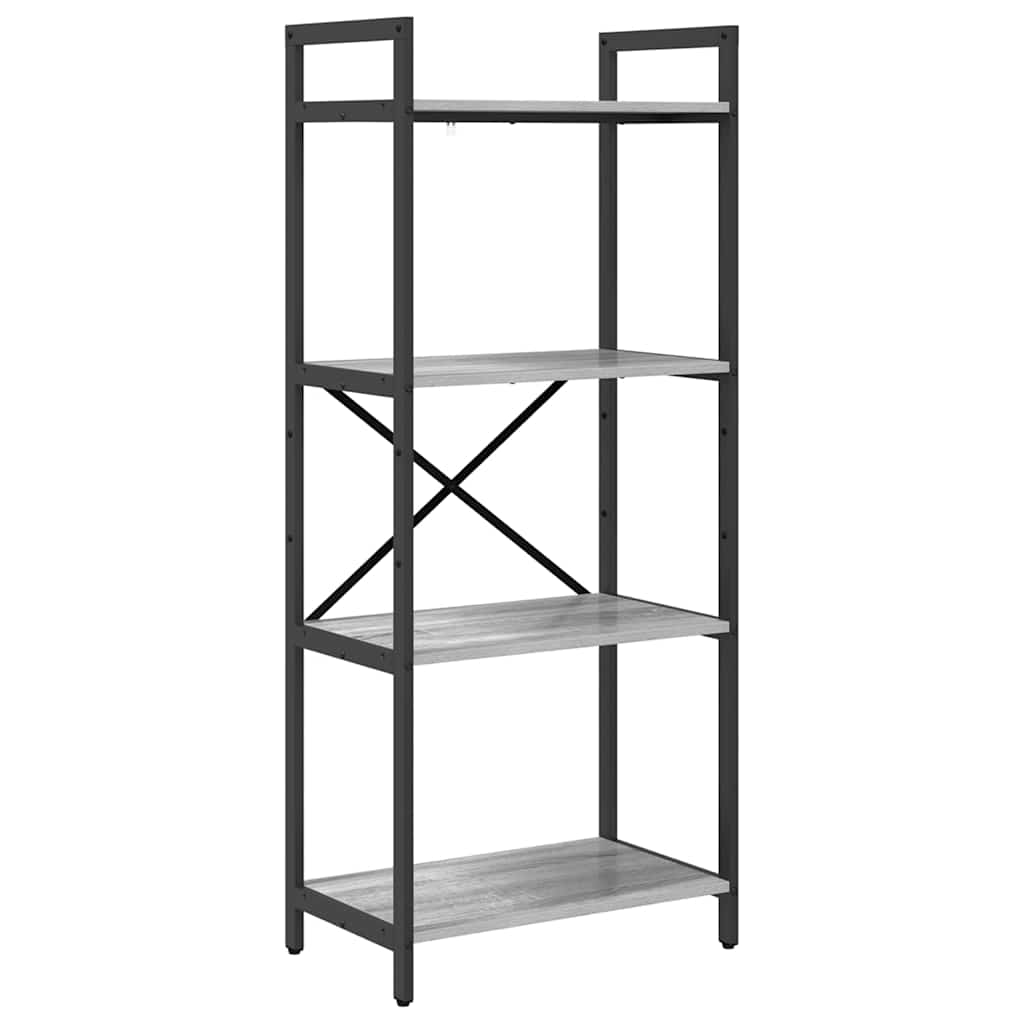 vidaXL Bookshelf 4-Tier 56 x 34 x 133.5 cm Engineered Wood Grey Sonoma 2
