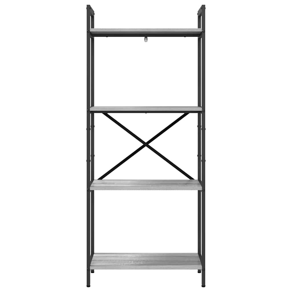 vidaXL Bookshelf 4-Tier 56 x 34 x 133.5 cm Engineered Wood Grey Sonoma 5