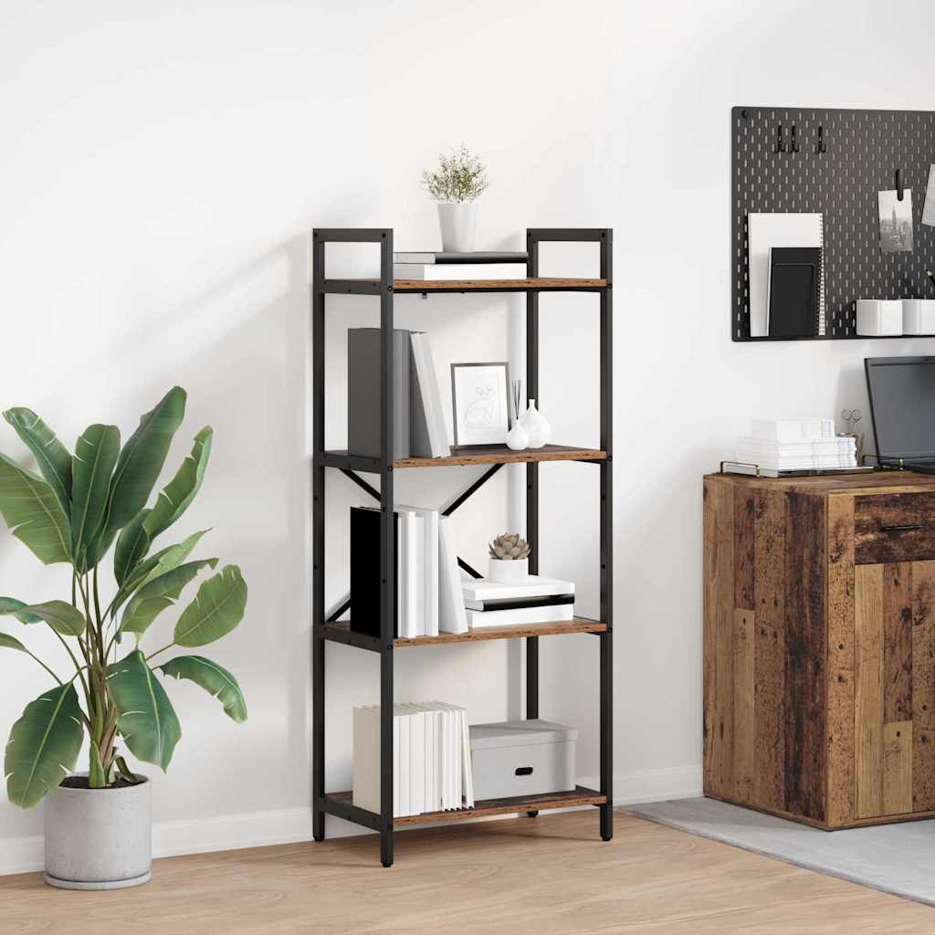 vidaXL Bookshelf 4-Tier 56 x 34 x 133.5 cm Engineered Wood Old Wood 1