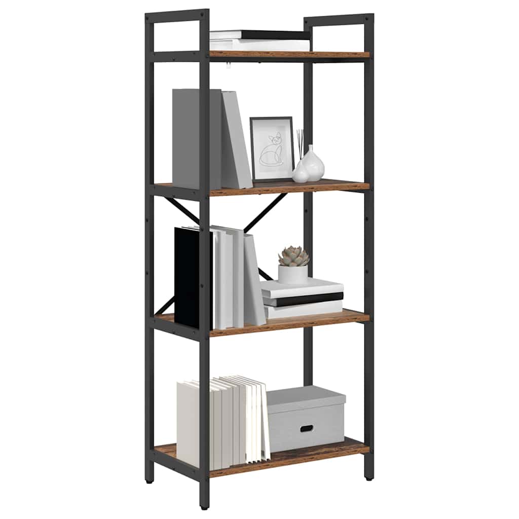 vidaXL Bookshelf 4-Tier 56 x 34 x 133.5 cm Engineered Wood Old Wood 3
