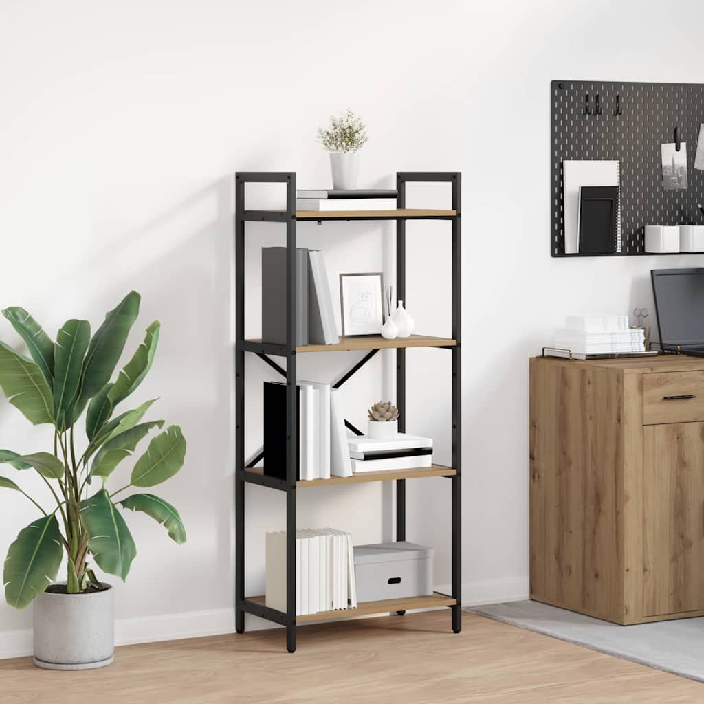 vidaXL Bookshelf 4-Tier 56 x 34 x 133.5 cm Engineered Wood Artisan Oak 1