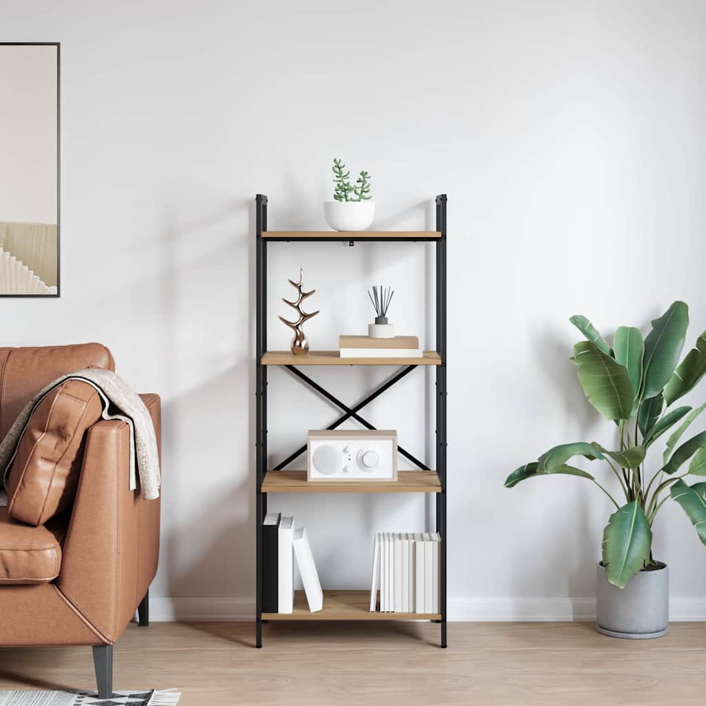 vidaXL Bookshelf 4-Tier 56 x 34 x 133.5 cm Engineered Wood Artisan Oak 4