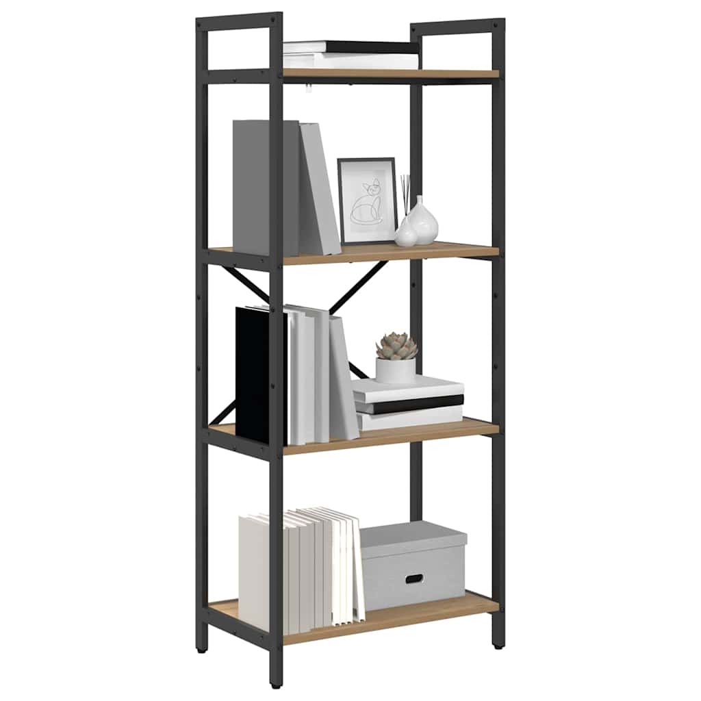 vidaXL Bookshelf 4-Tier 56 x 34 x 133.5 cm Engineered Wood Artisan Oak 3
