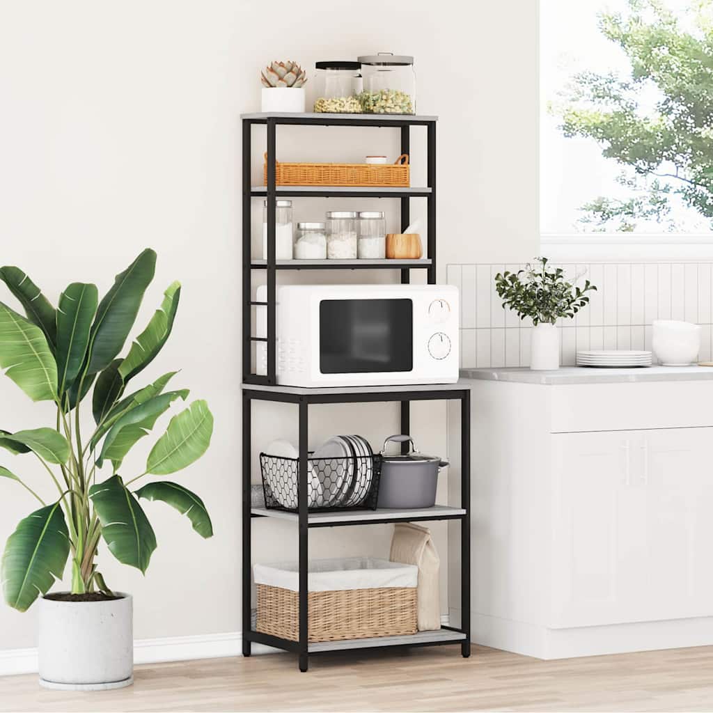 Kitchen Shelf 5-Tier Engineered Wood Grey sonoma 60 x 40 x 168 cm