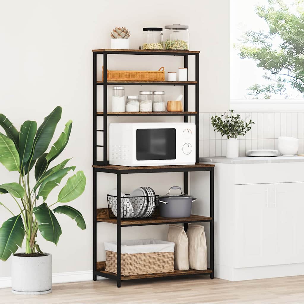 Kitchen Shelf 5-Tier Engineered Wood Smoked oak 80 x 40 x 168 cm