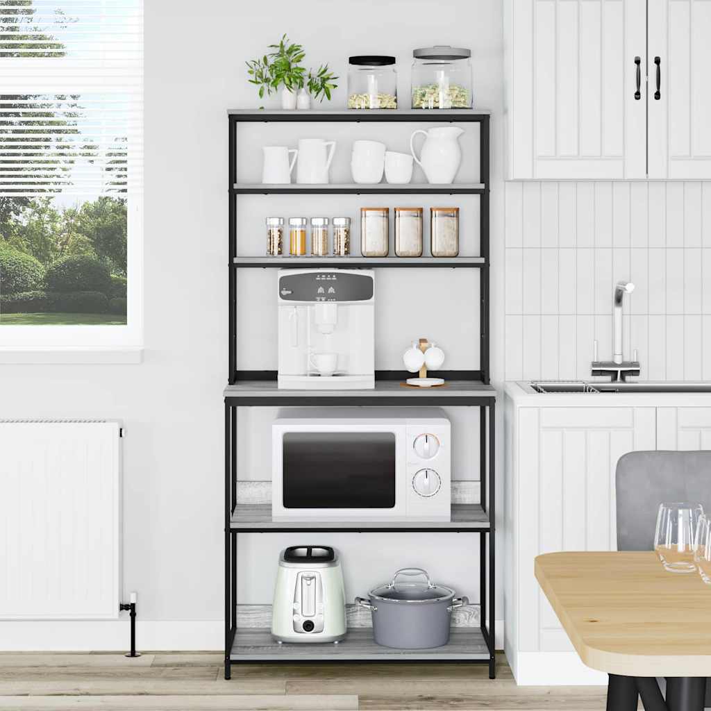 Kitchen Shelf 5-Tier Engineered Wood Grey sonoma 80 x 40 x 168 cm