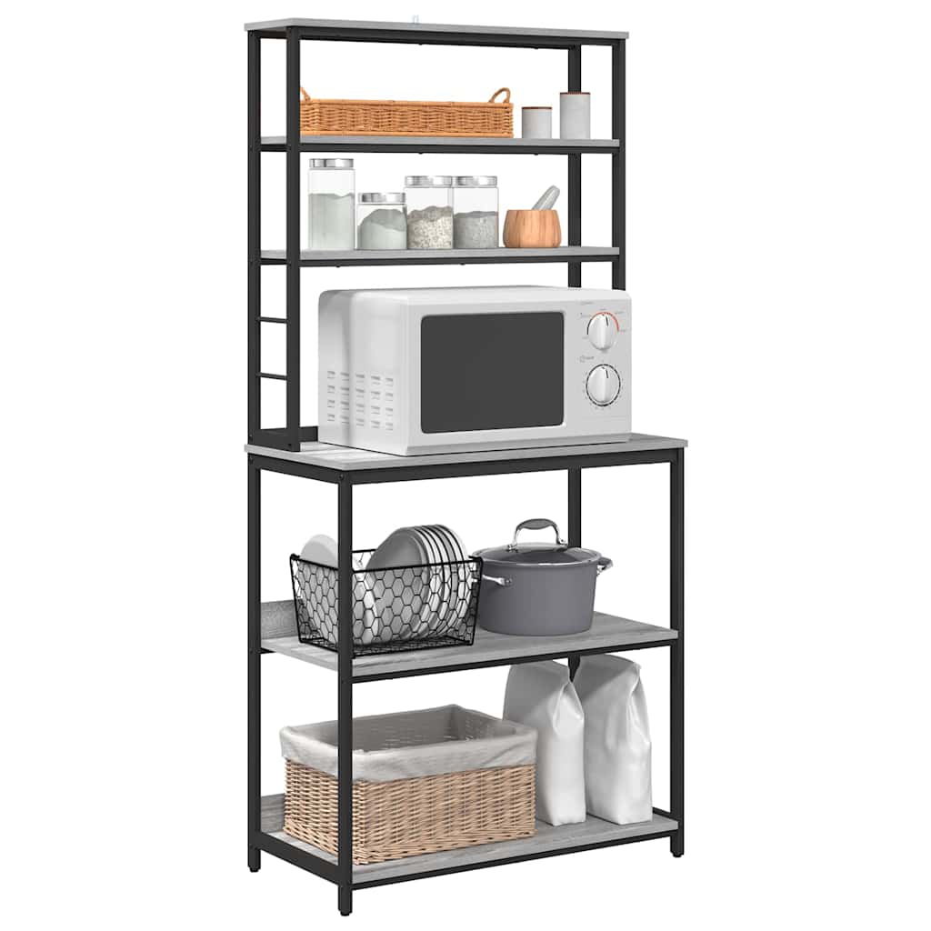 Kitchen Shelf 5-Tier Engineered Wood Grey sonoma 80 x 40 x 168 cm