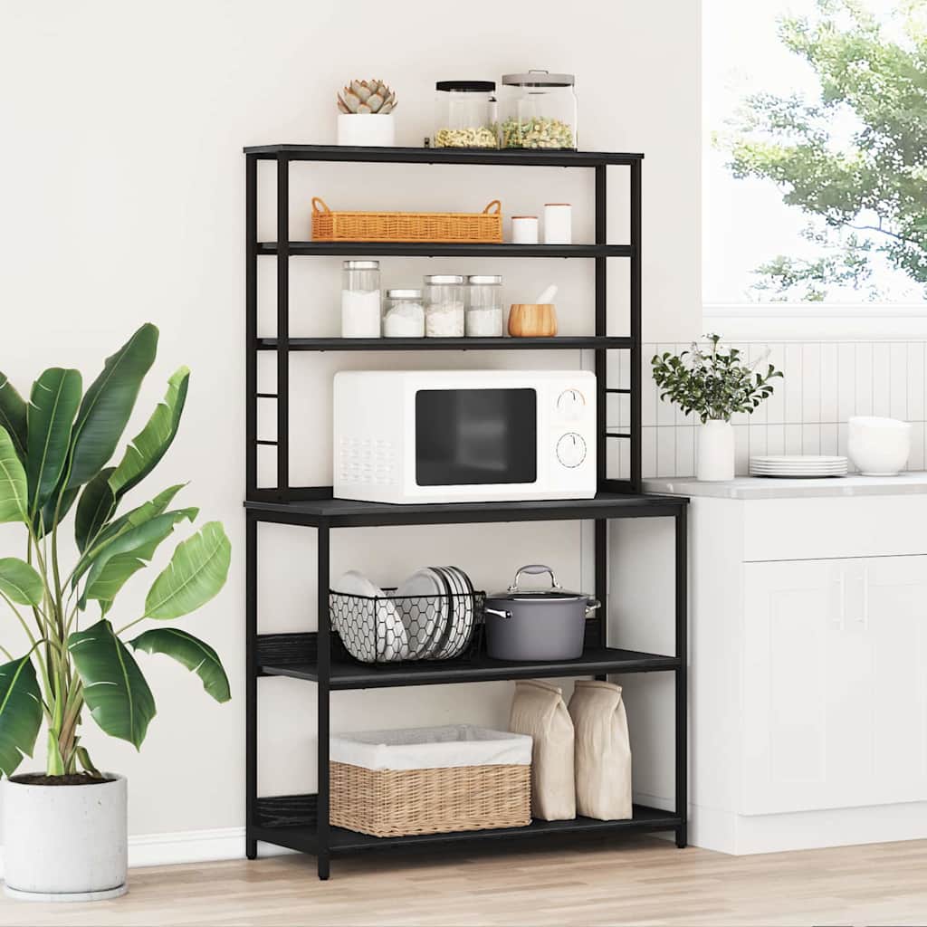 Kitchen Shelf 5-Tier Engineered Wood Black oak 100 x 40 x 168 cm