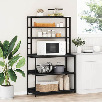 Kitchen Shelf 5-Tier Engineered Wood Black oak 100 x 40 x 168 cm