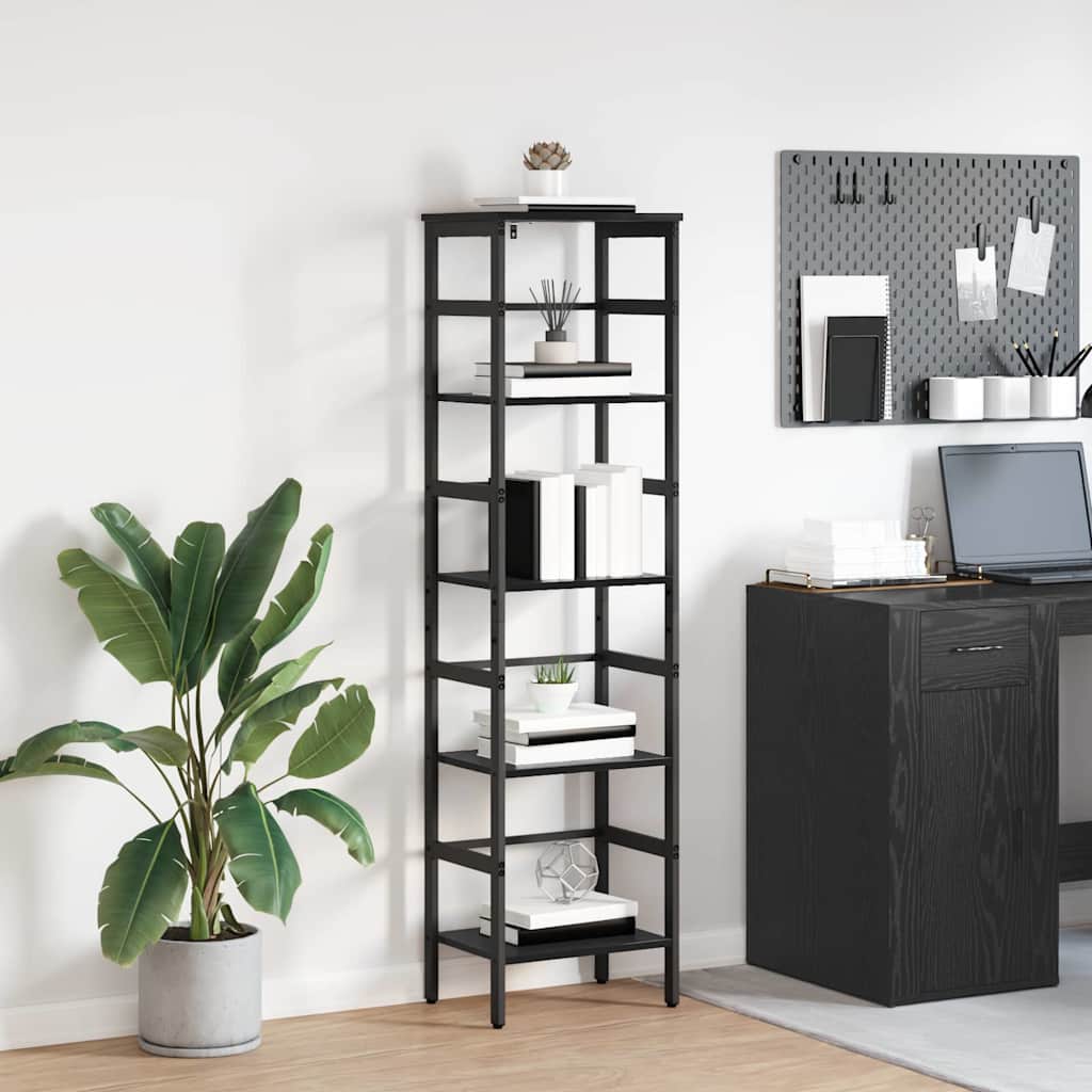 vidaXL Bookshelf 4-Tier 40 x 29.5 x 149 cm Engineered Wood Black Oak 1