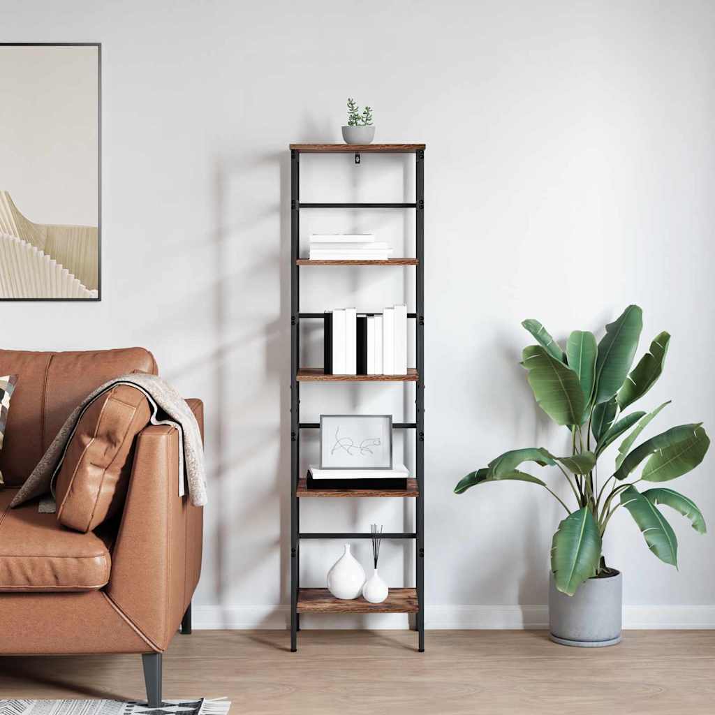 vidaXL Bookshelf 4-Tier 40 x 29.5 x 149 cm Engineered Wood Smoked Oak 4