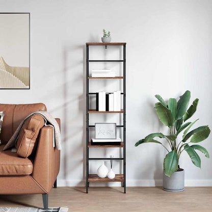 vidaXL Bookshelf 4-Tier 40 x 29.5 x 149 cm Engineered Wood Smoked Oak 4