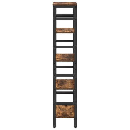 vidaXL Bookshelf 4-Tier 40 x 29.5 x 149 cm Engineered Wood Smoked Oak 6