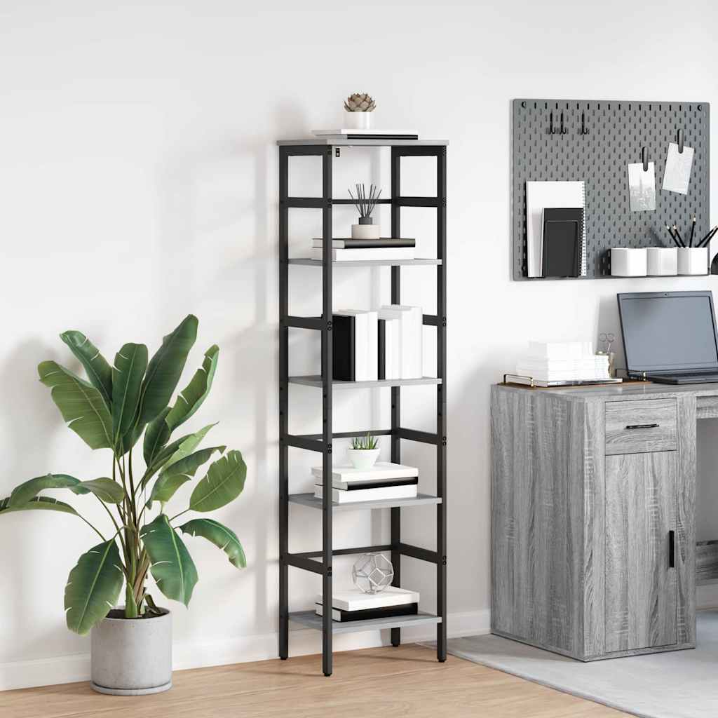 vidaXL Bookshelf 4-Tier 40 x 29.5 x 149 cm Engineered Wood Grey Sonoma 1